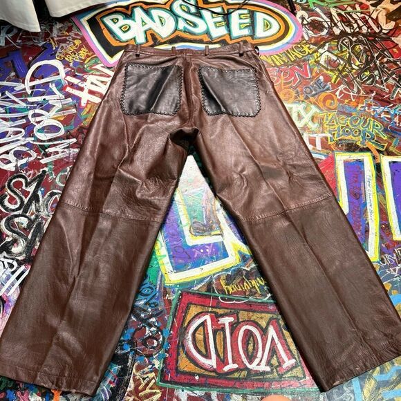 Vintage 80s Prestige Leather Jacket & Pants Set – Two-Tone Western Biker, XL/36 - Picture 14 of 16